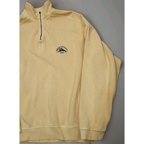 Vintage Tommy Bahama Men’s XXL Yellow 1/4 Zip Cotton Sweatshirt Pullover EUC - Picture 2 of 10